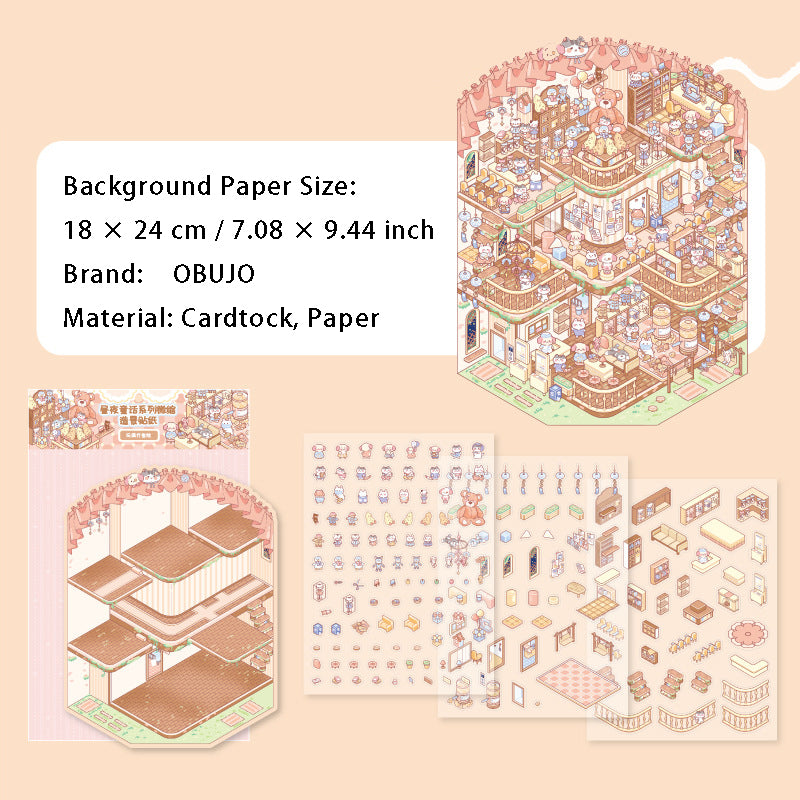 3D Shop House Scene DIY Stickers Kit ZYTH