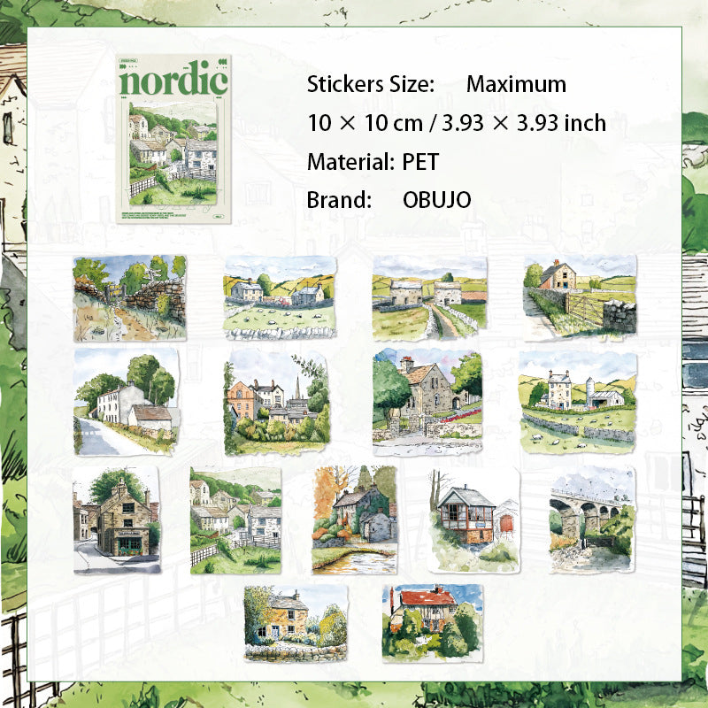 15 Pcs Country Landscape PET Stickers BOXES