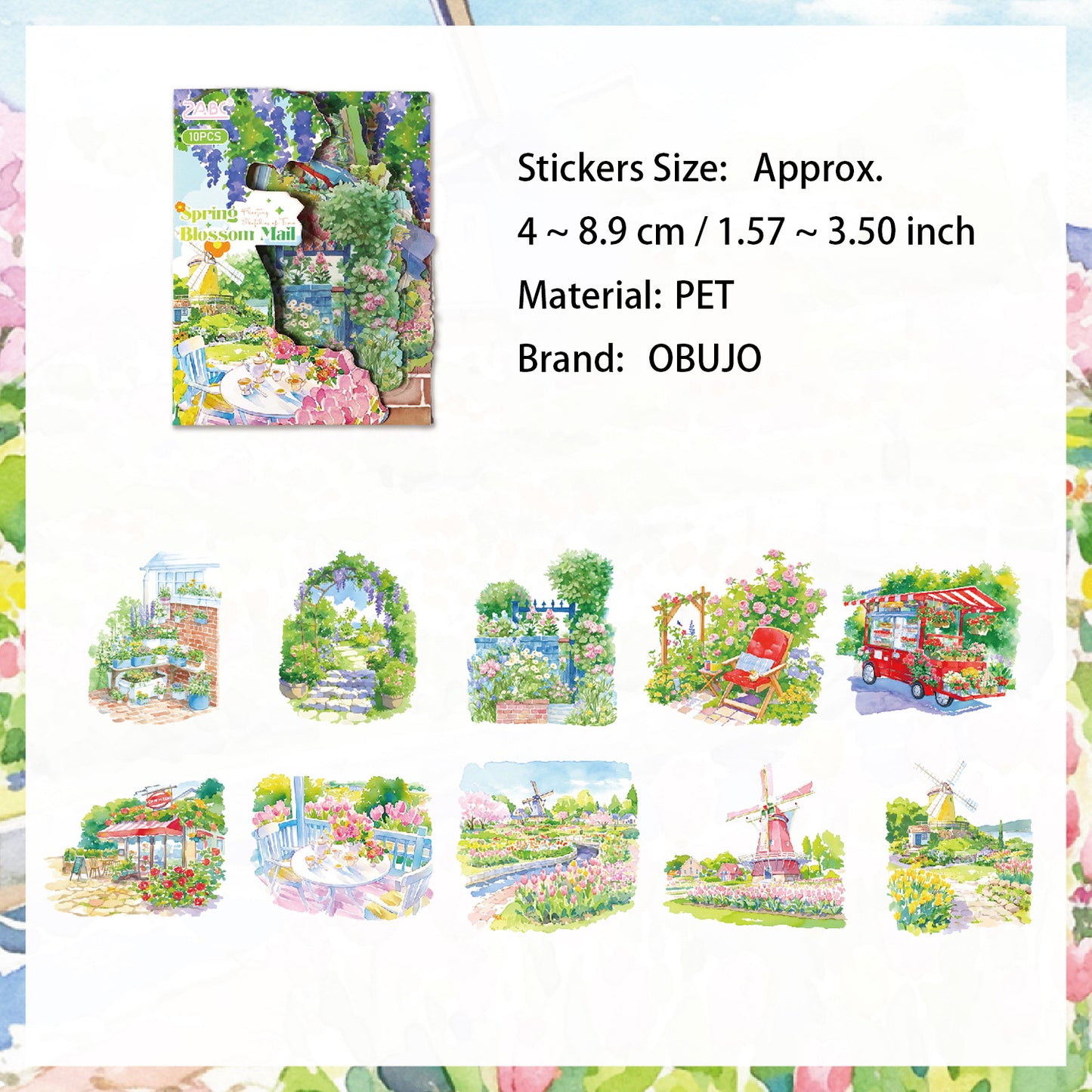 10 Pcs Seasonal Landscape PET Stickers SSQH