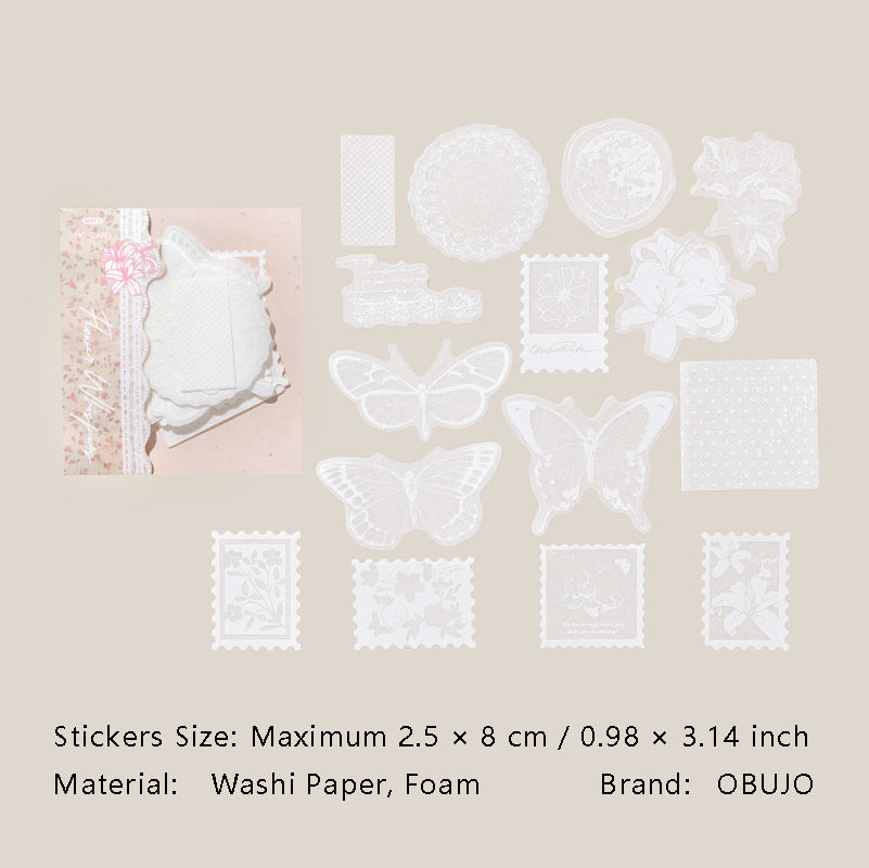 20 Pcs White Botanical Stickers BWSZ