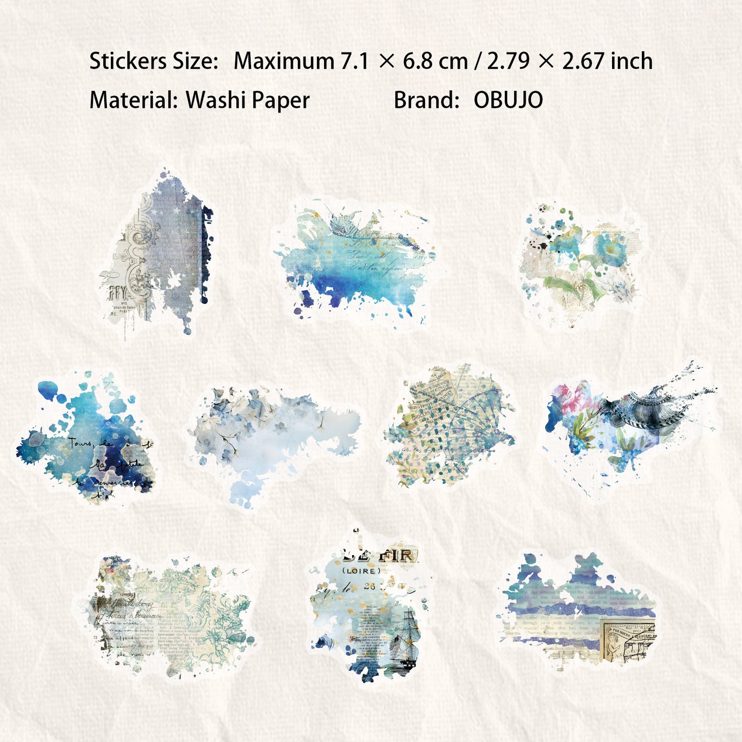 20 Pcs Watercolor Fragments Washi Stickers CYXL