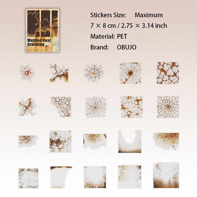 20 Pcs Cracked Old Traces PET Stickers BBXL