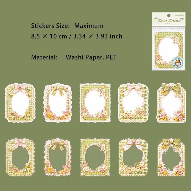 10 Pcs Lace Floral Frame Stickers JLLM
