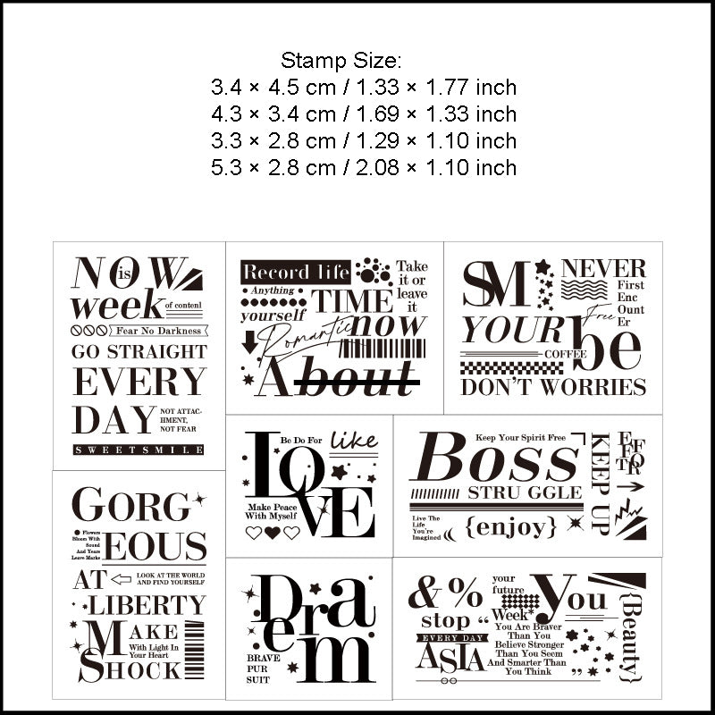 8 Pcs Words Theme Wooden Stamp Set MYYH