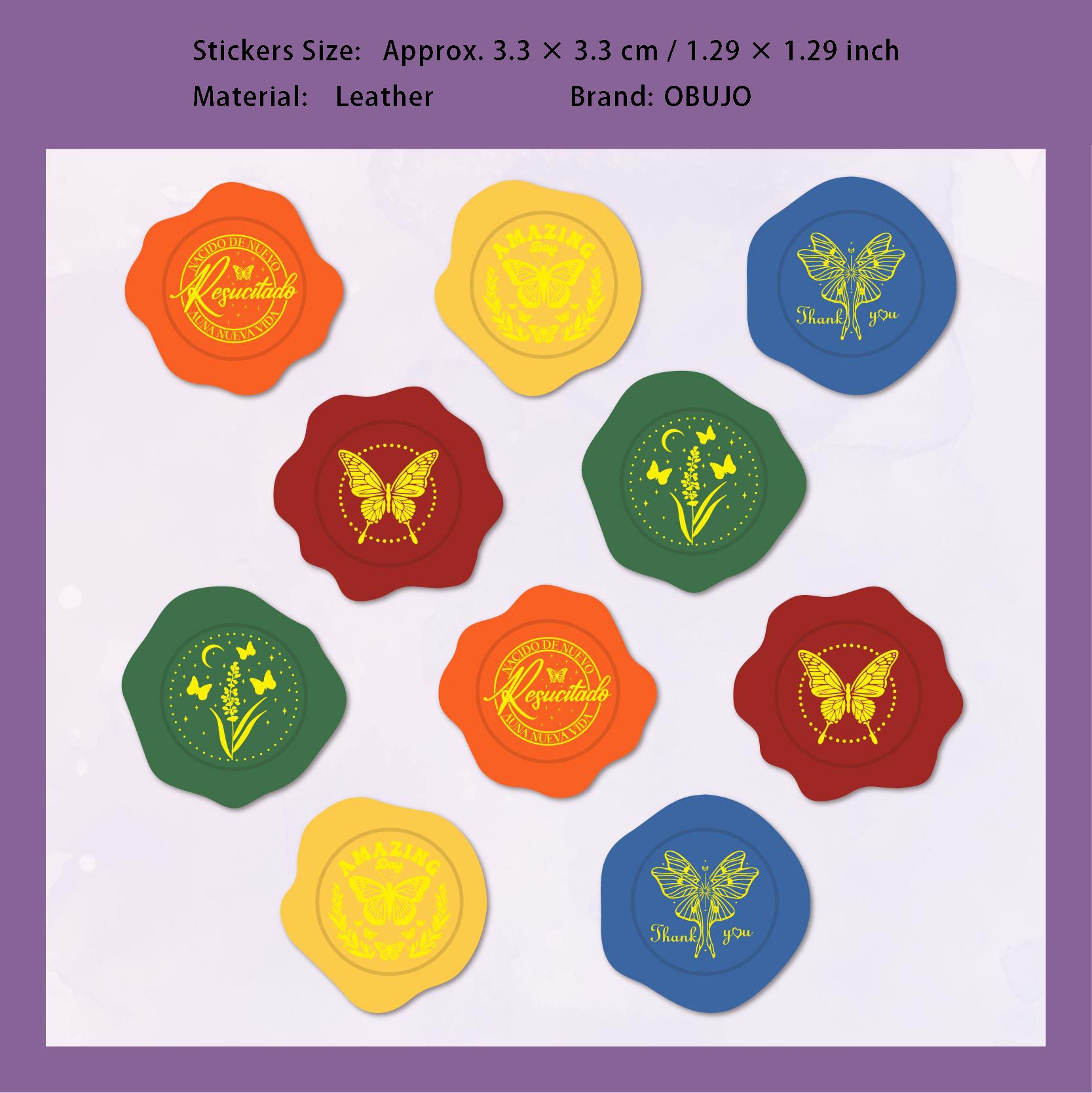 10 Pcs Gold Foil Leather Wax Seal Stickers ZYXL