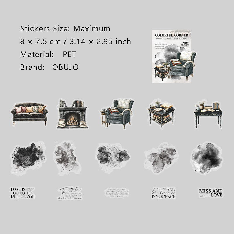 30 Pcs Watercolor Furniture Quote PET Stickers BLJL