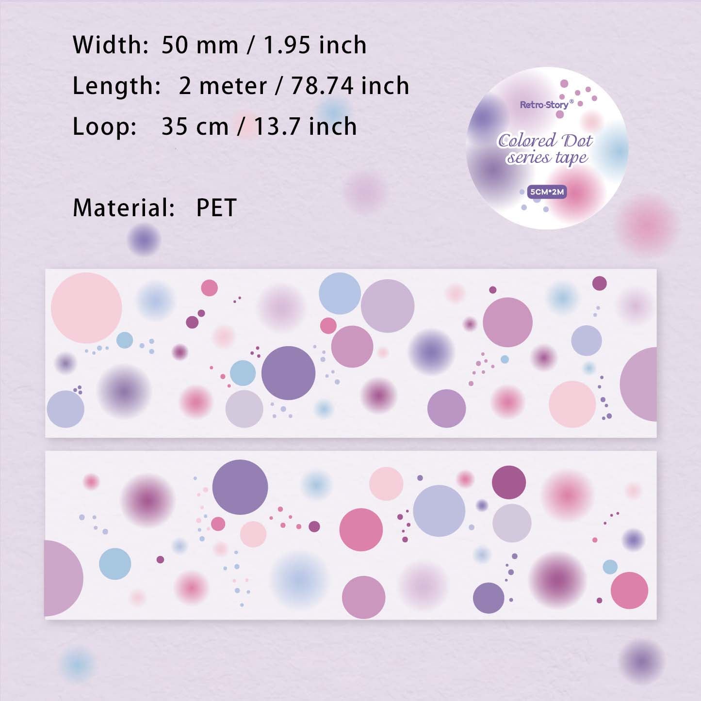1 Roll Watercolor Dot PET Tape CSXL