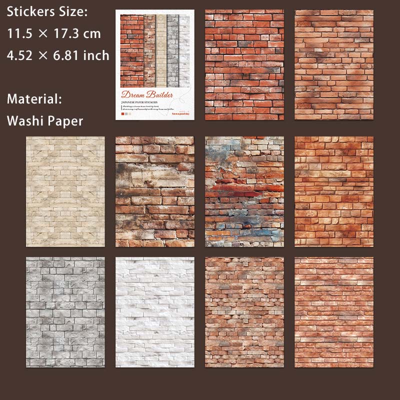 10 Pcs Wall Texture Scrapbook Stickers MXJZS