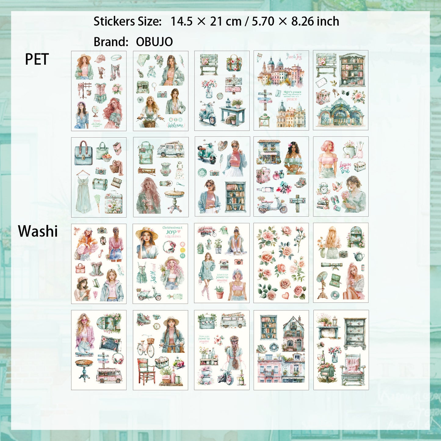 20 Sheets Girl Lifestyle Stickers Book MYXF