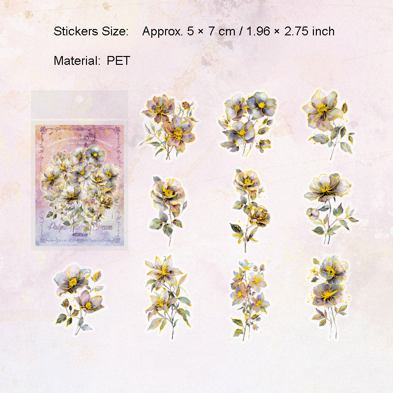 20 Pcs Glitter Flower PET Stickers FHZX
