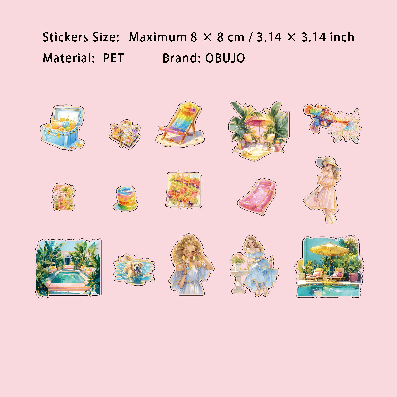 30 Pcs Summer Travel PET Stickers XRZL