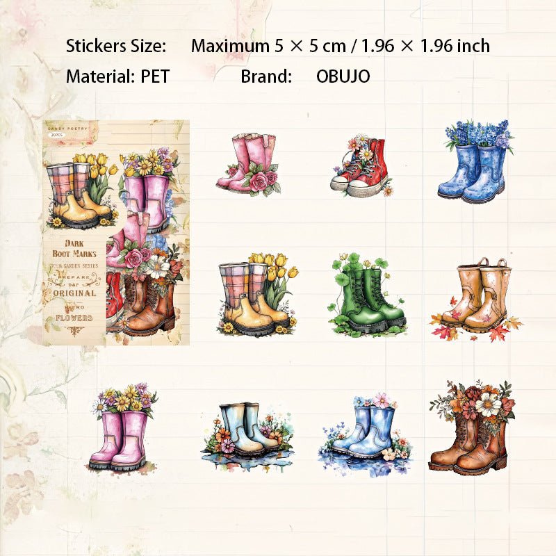 20 Pcs Floral Gadgets PET Stickers MAHY