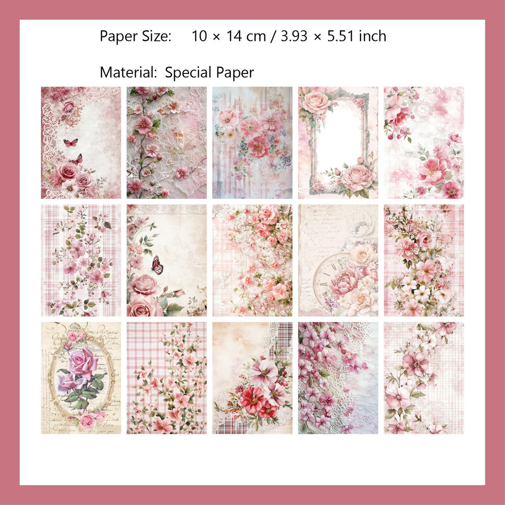 30 Sheets Vintage Floral Scrapbook Paper FRXL