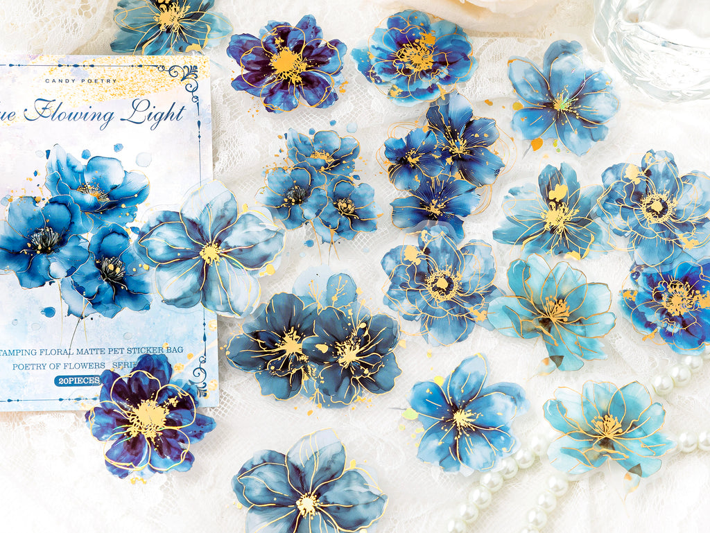 20 Pcs Gilded Flora PET Stickers FHZS01