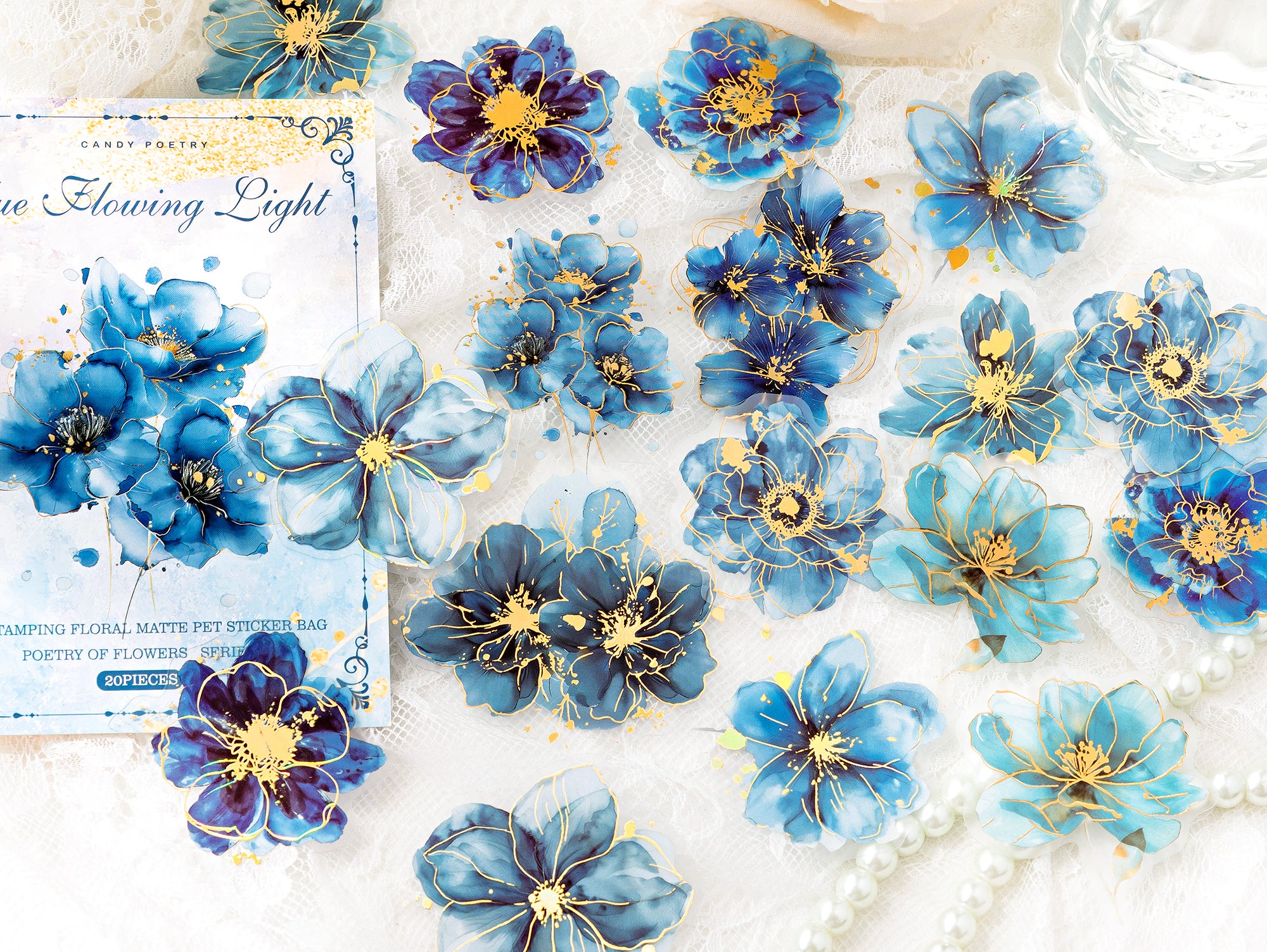 20 Pcs Gilded Flora PET Stickers FHZS01