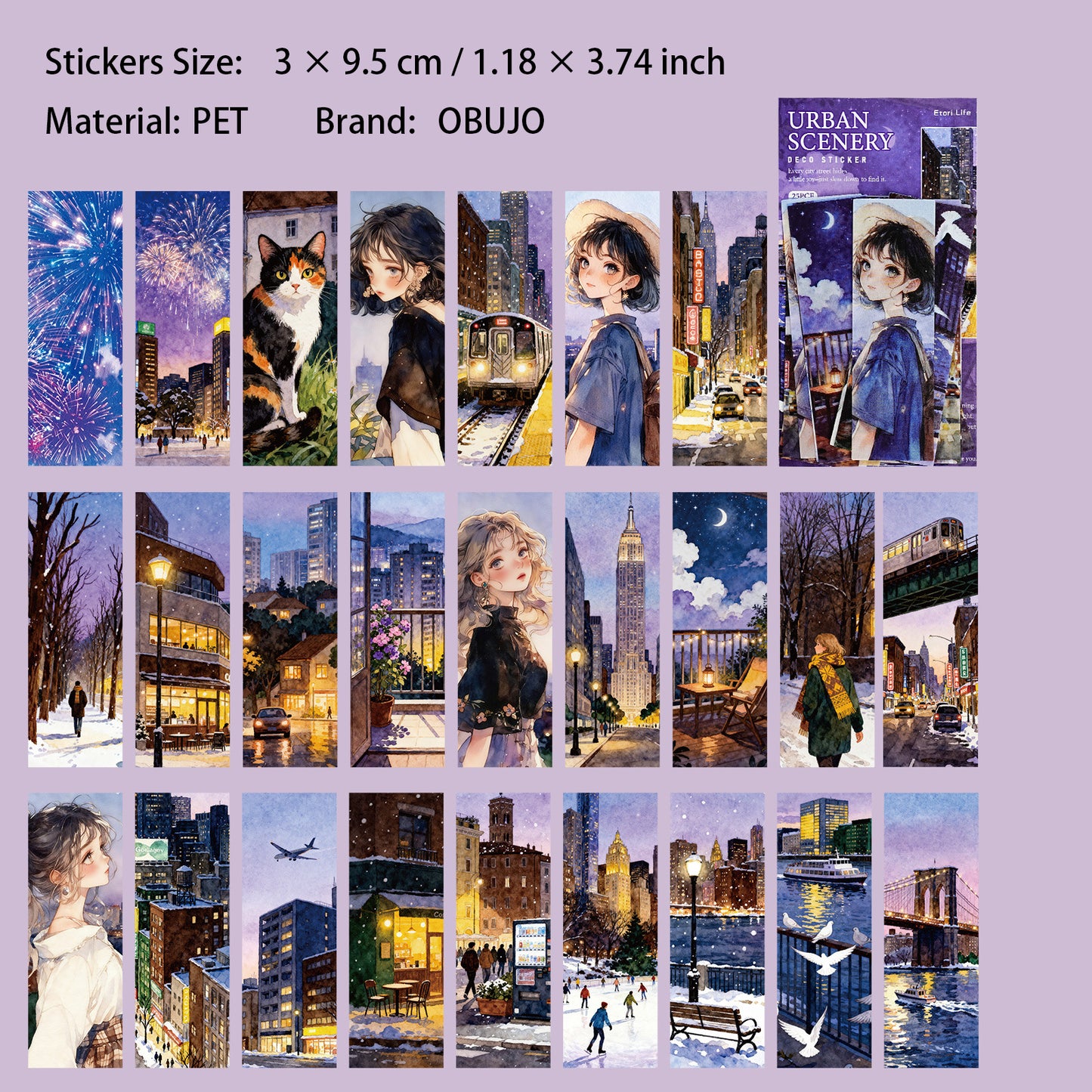 25 Pcs City Landscape PET Stickers CMFH