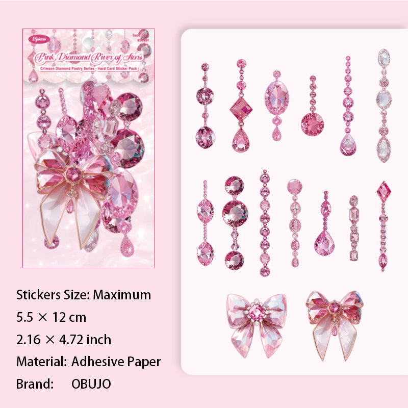 15 Pcs Diamond Jewelry PET Stickers FZZS