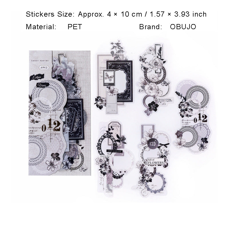10 Pcs Vintage Collage PET Stickers AYJZ