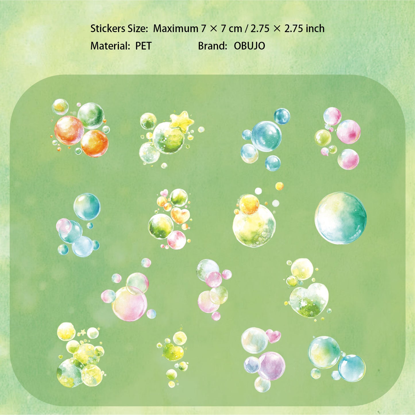15 Pcs Bubble PET Stickers MPQJ