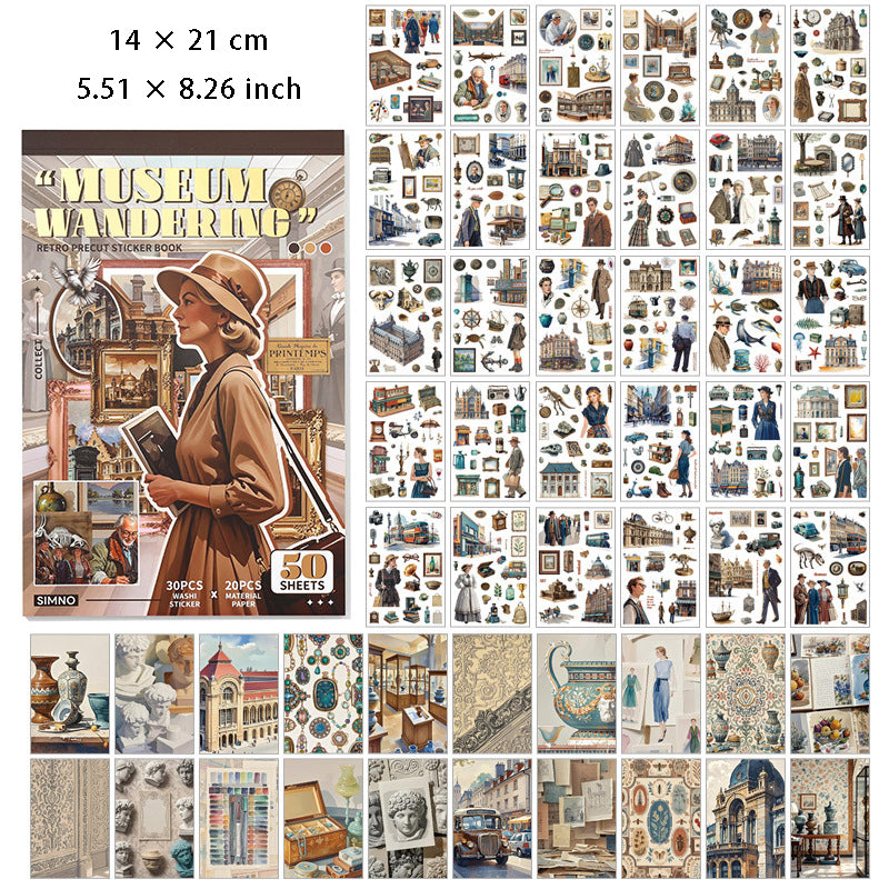 50 Sheets Vintage Washi Stickers and Paper MXSH