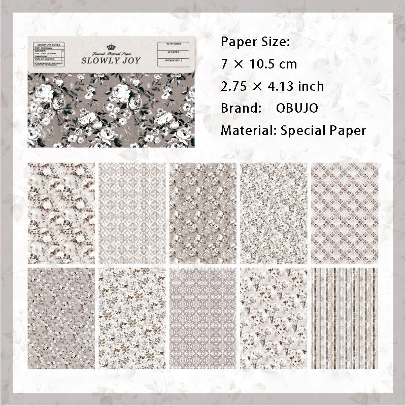 40 Sheets Vintage Floral Scrapbook Paper MMDHX