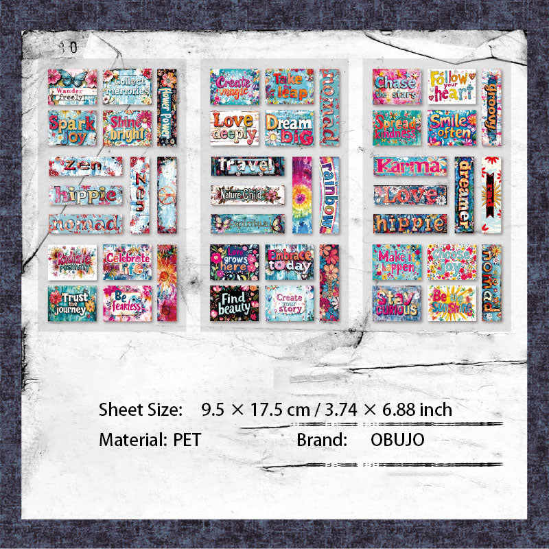 6 Sheets Vinage Words Art Stickers WZYSJ