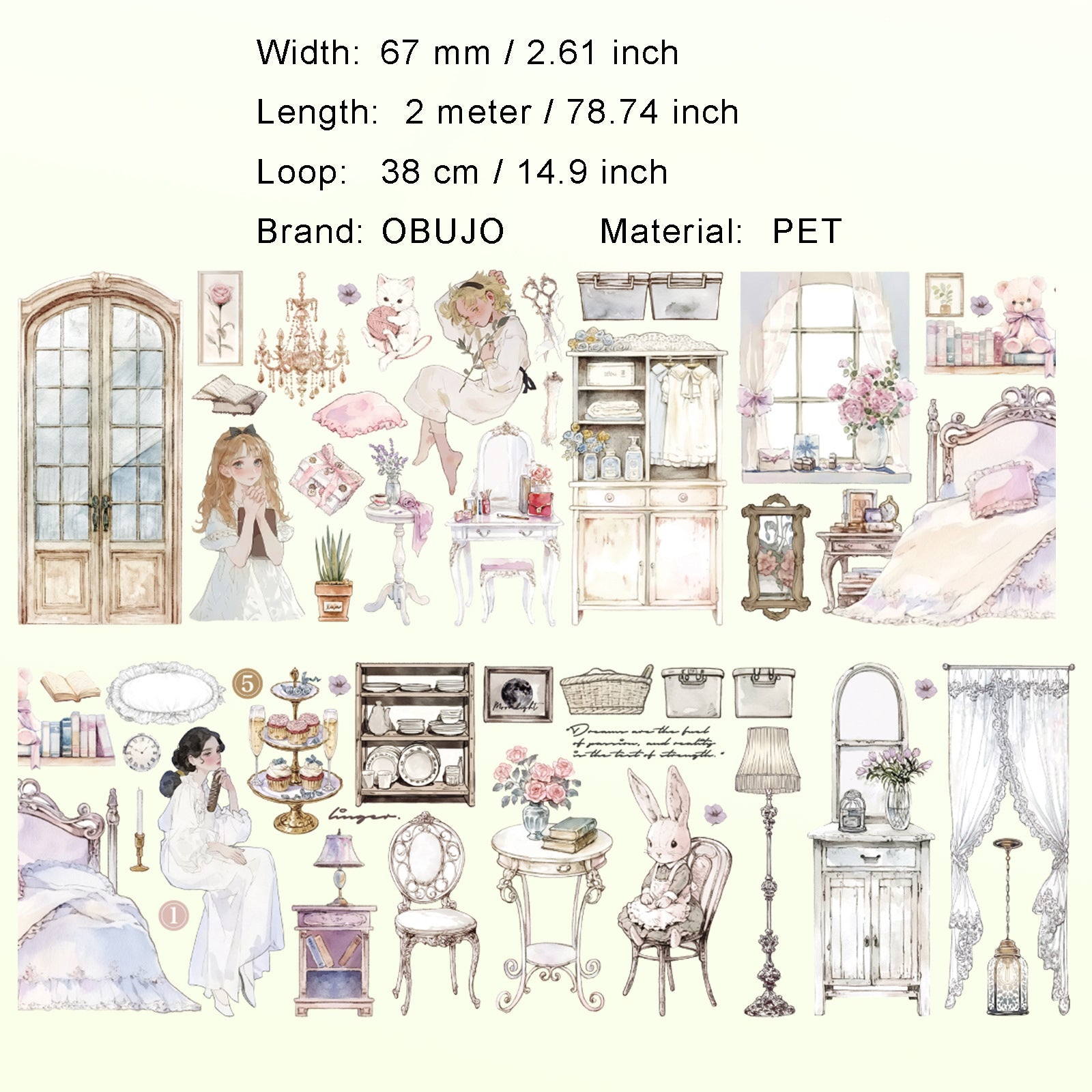 1 Roll Lifestyle PET Stickers Tape MHSG