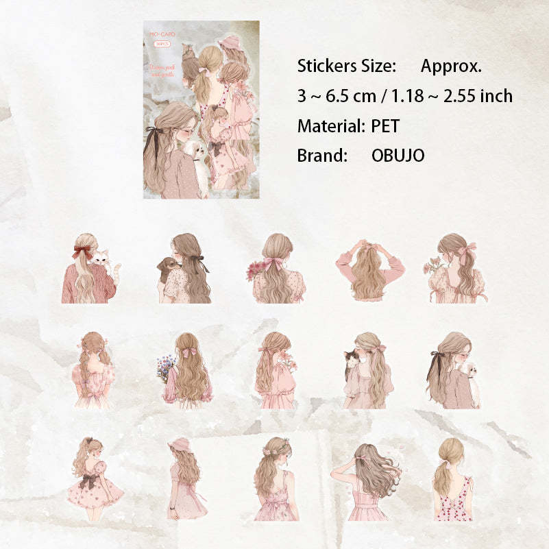 30Pcs Girl Turning Moment PET Stickers ZSSK