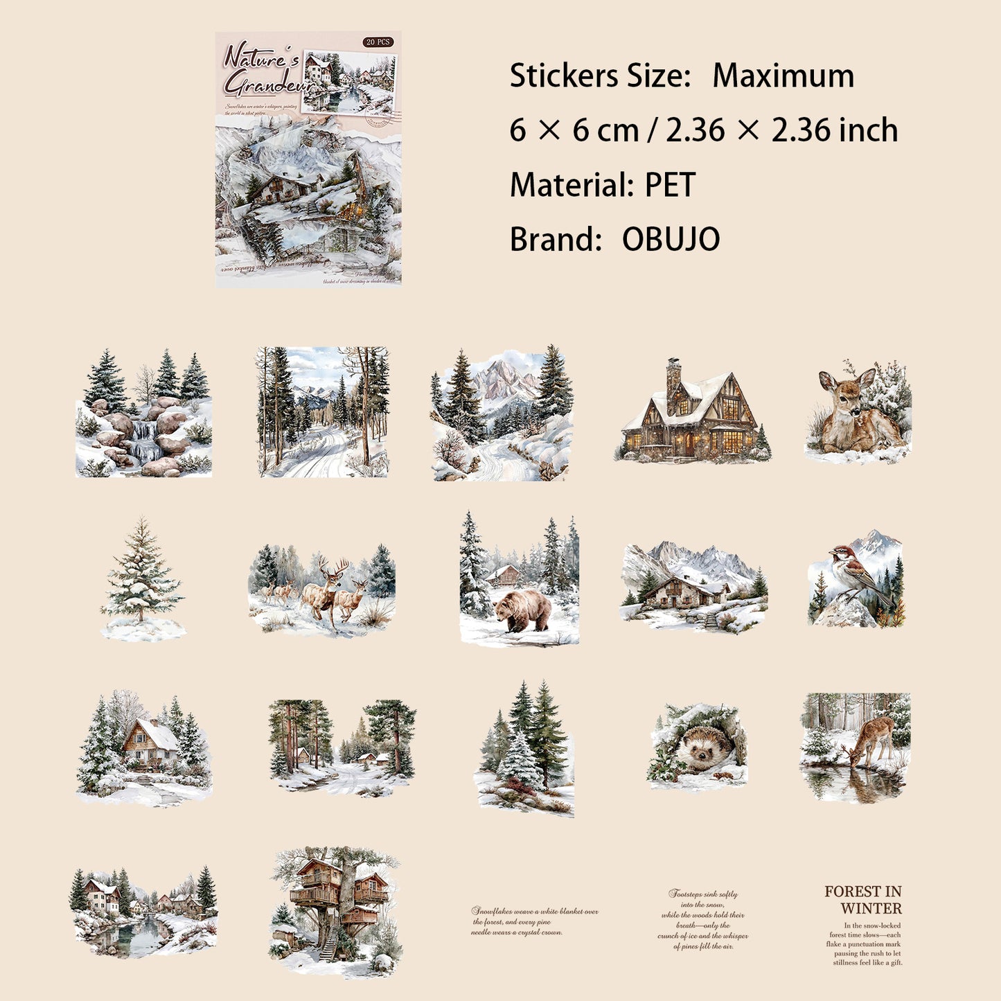 20 Pcs Wild Landscape PET Stickers SHRH