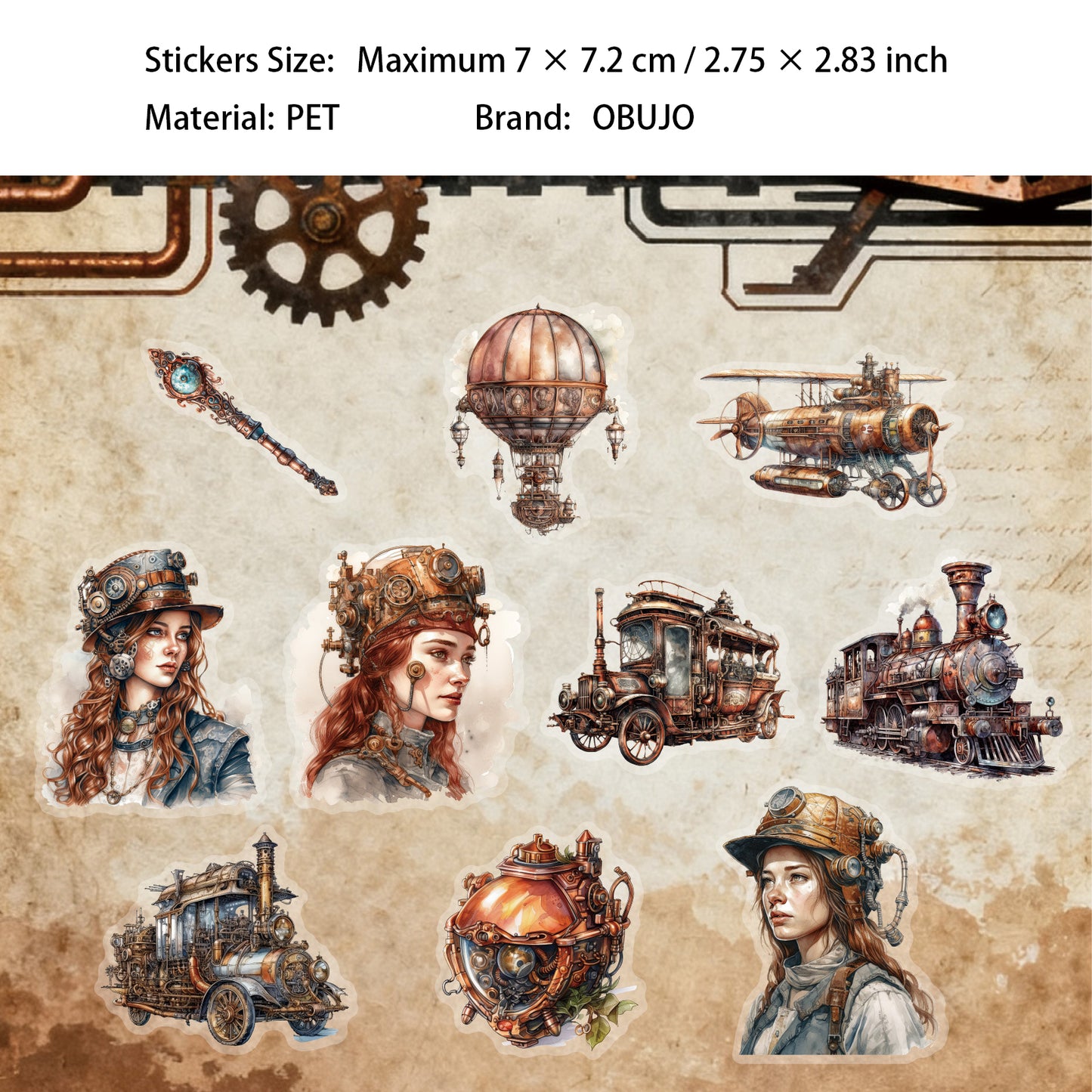 20 Pcs Age of Steam PET Stickers ZQSD