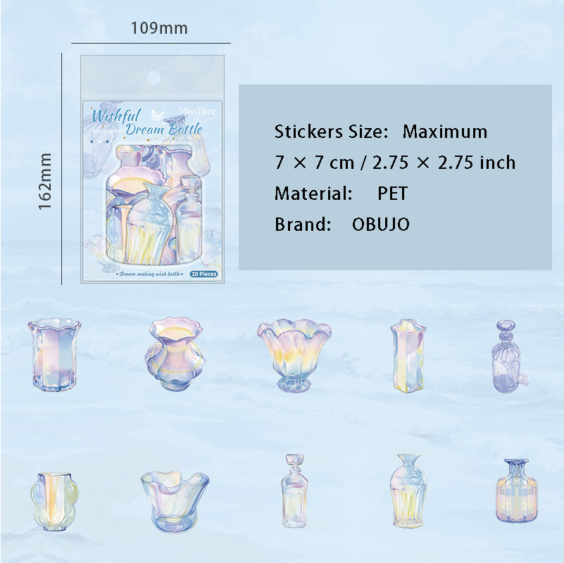 20 Pcs Dream Bottle PET Stickers XYZMP