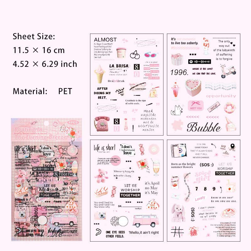 4 Sheet Creative Journal PET Stickers YJQX