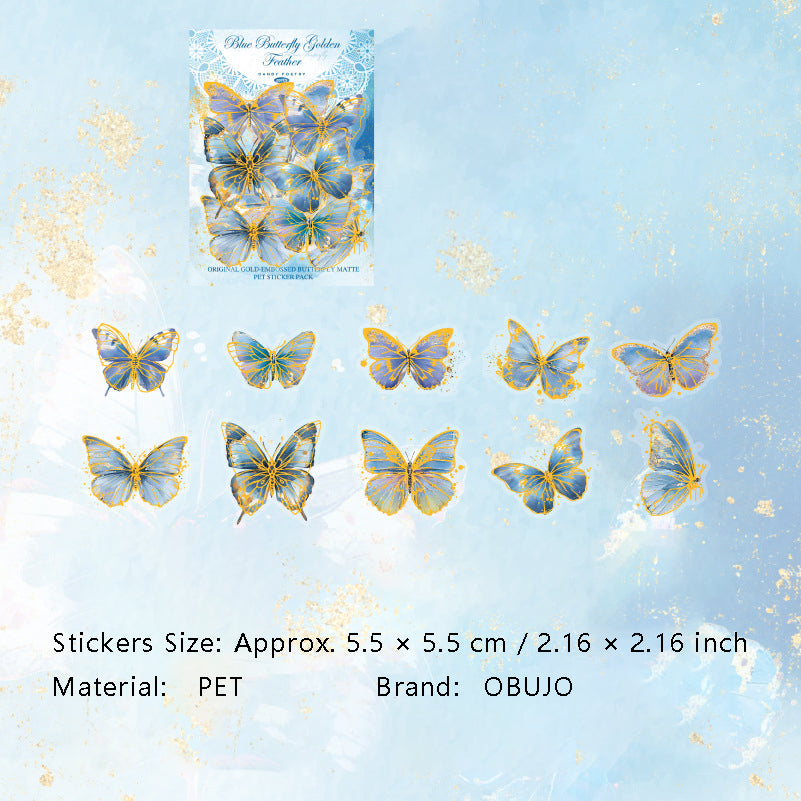 20 Pcs Gold Foil Butterfly PET Stickers FHZD