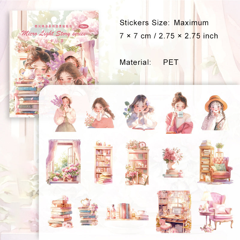 15 Pcs Daily Lifestyle PET Stickers WGWY