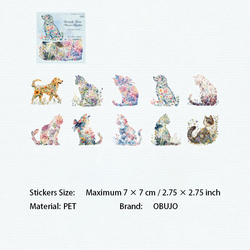 10 Pcs Floral World PET Stickers HHSJ