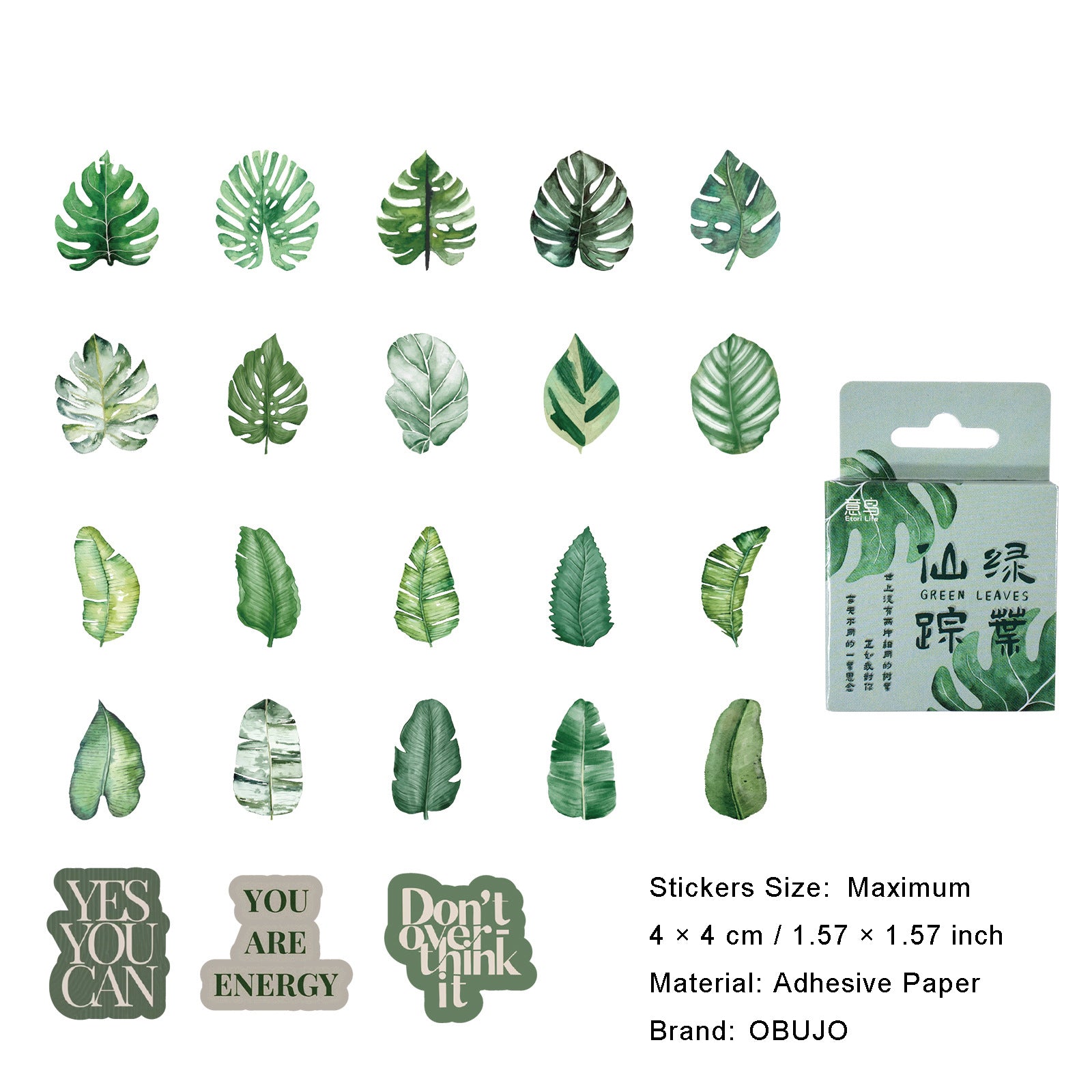 46 Pcs Green Leaf Stickers LYXZ