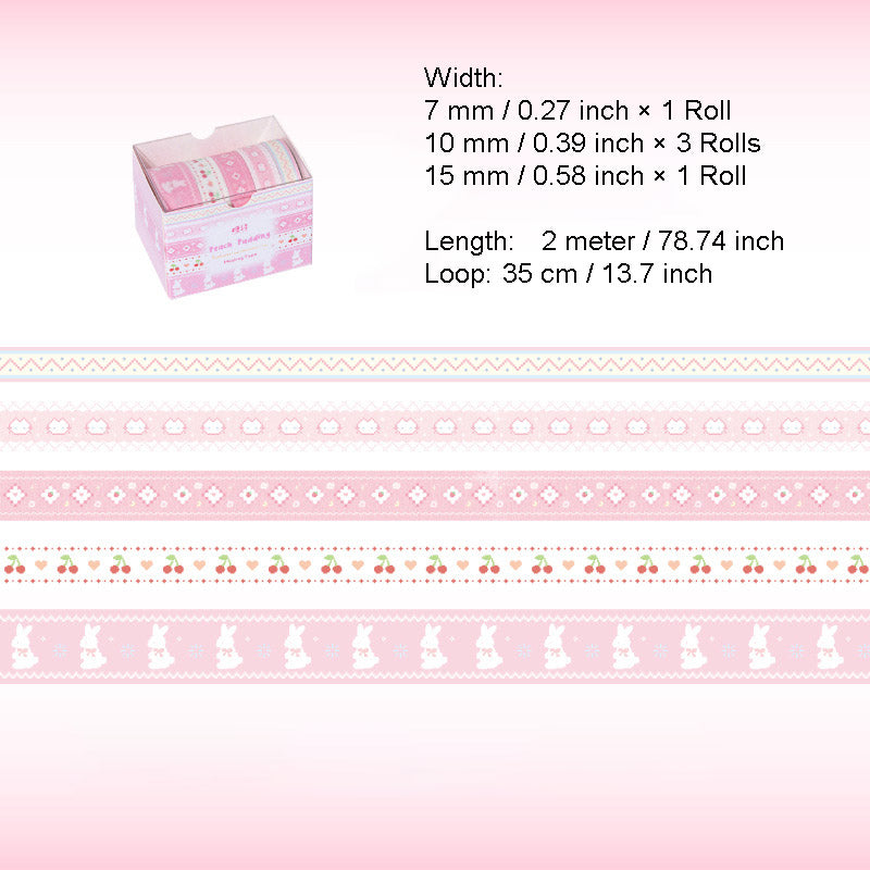 5 Rolls Light Color Washi Tape Set MYFED