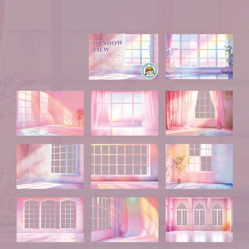 10 Pcs Windows Landscape PET Stickers CWDJS