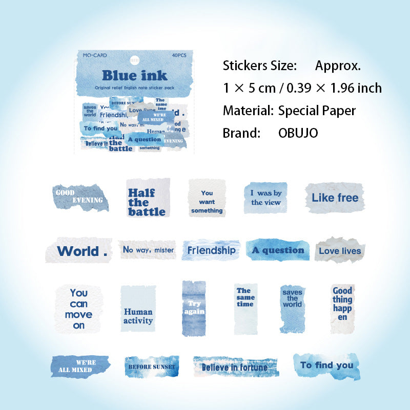 40 Pcs Vintage Emobossed Words Stickers ZJLS