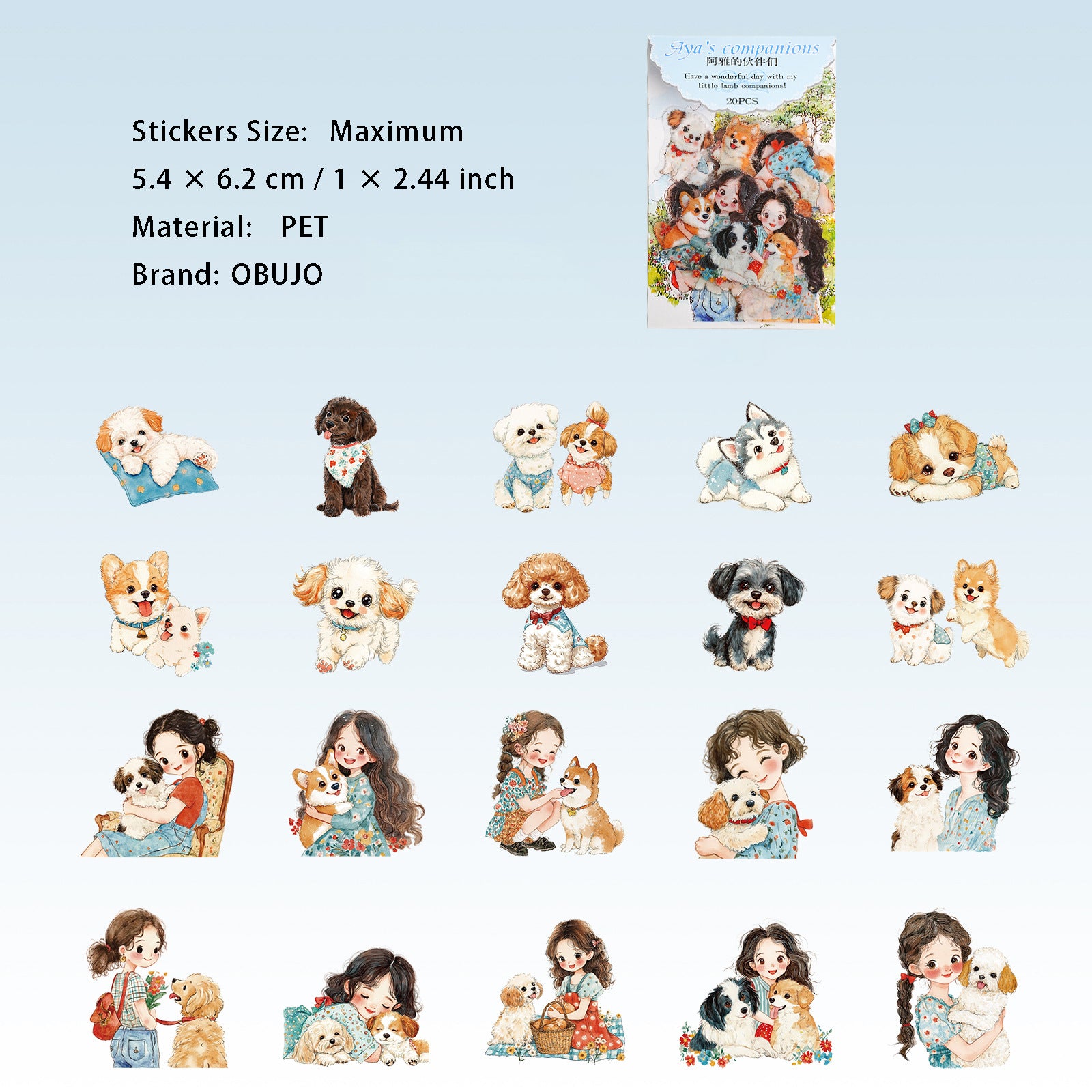 30 Pcs Pet Girl PET Stickers AYJHBM