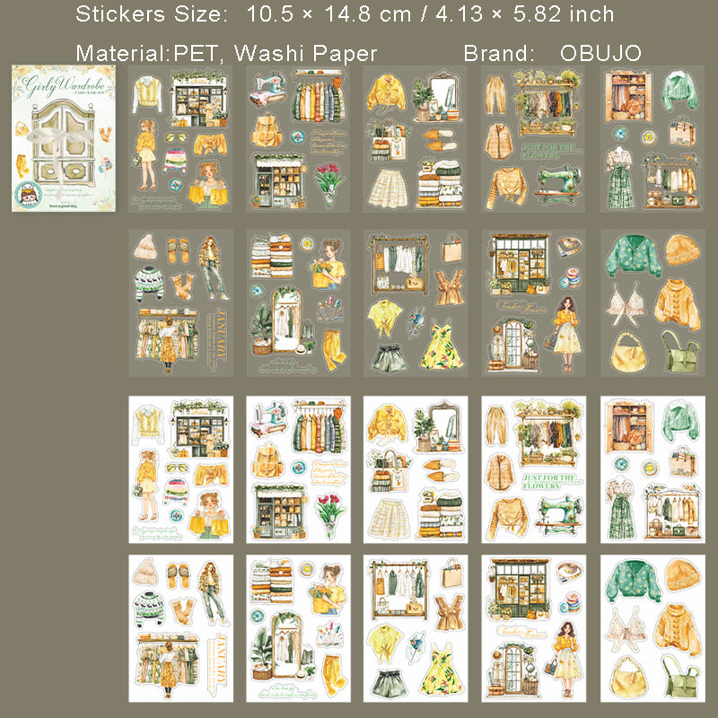 20 Sheets Fashion Cloth PET Stickers BBYC