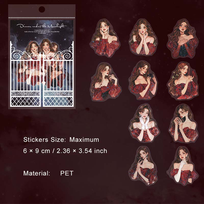 20 Pcs Party Girl PET Stickers YGXWY
