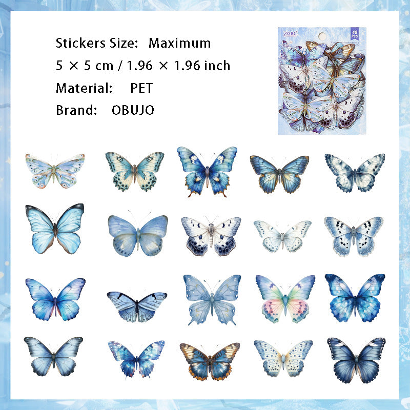 40 Pcs Butterfly PET Stickers CRDX