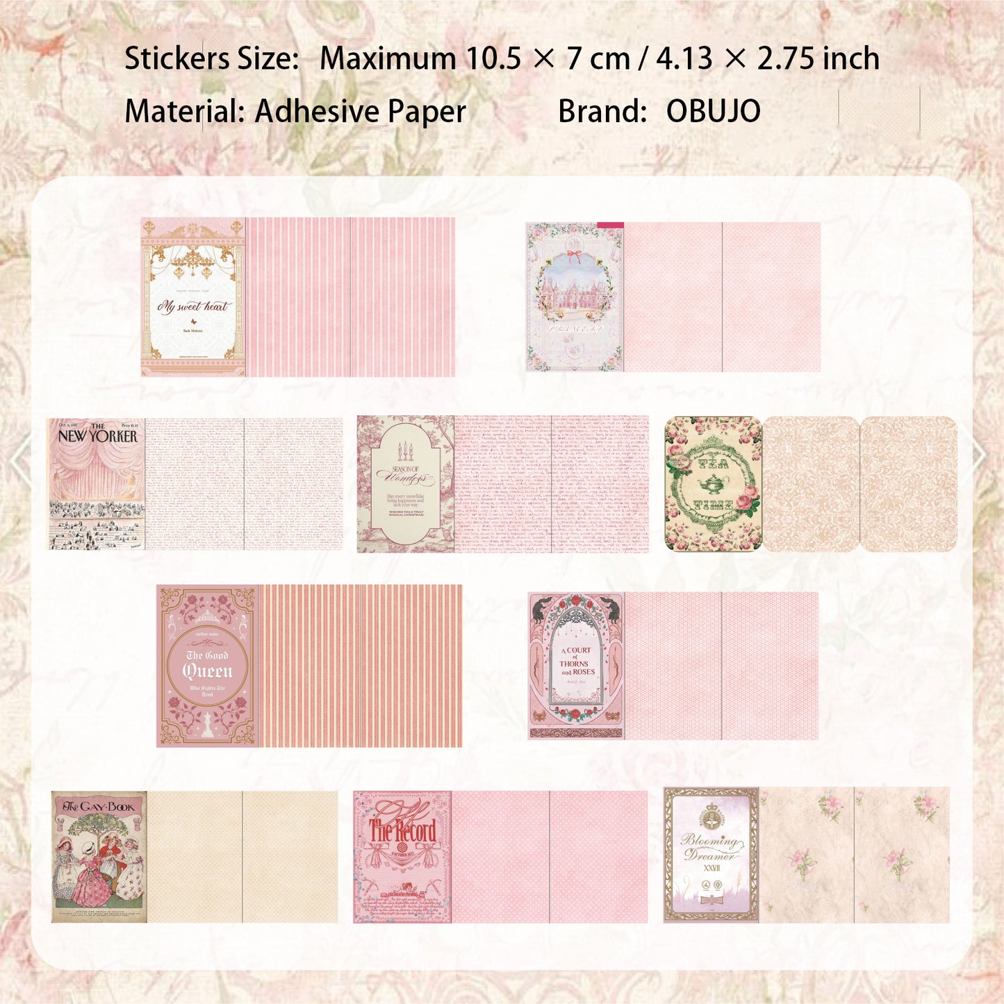 20 Pcs Creative Vitnage Book Themed Stickers SJXYJ