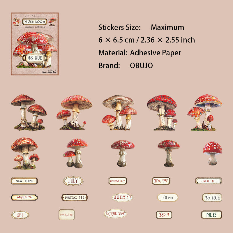 25 Pcs Mushroom Themed Stickers MGBBJ