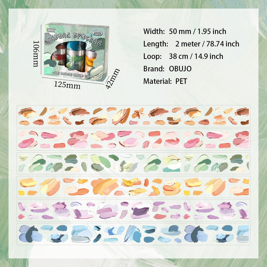 6 Rolls Oil Paint PET Stickers Tapes Kit YSLT