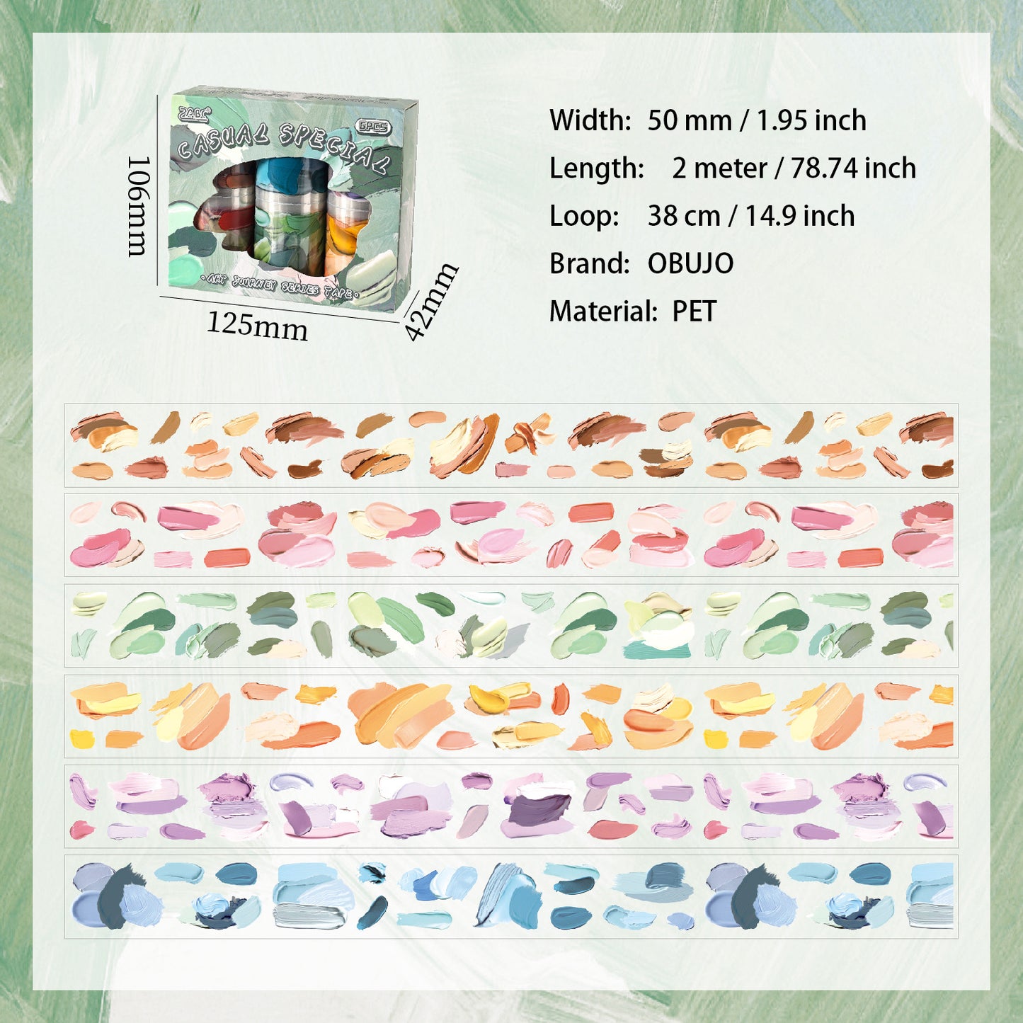 6 Rolls Oil Paint PET Stickers Tapes Kit YSLT