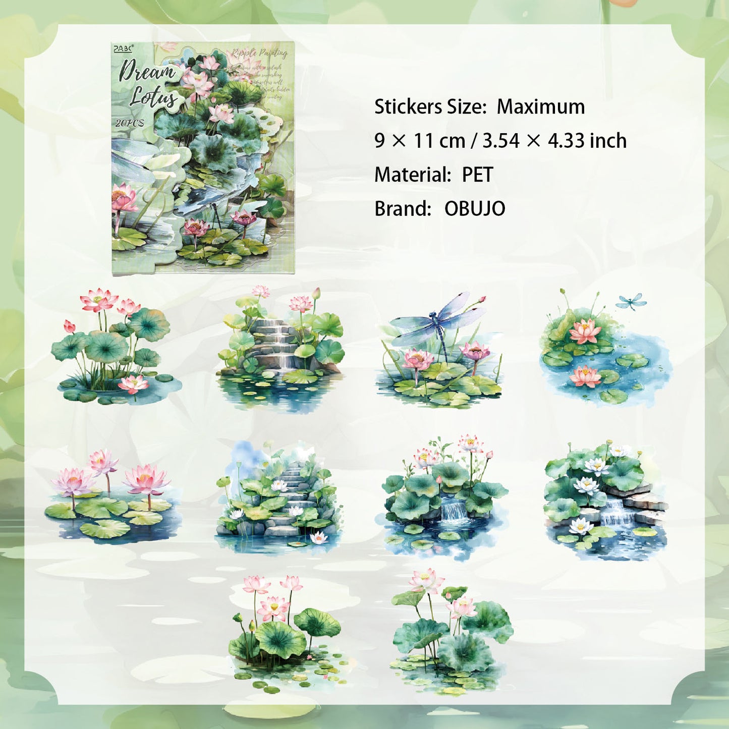 20 Pcs Pond Pool PET Stickers LYHY