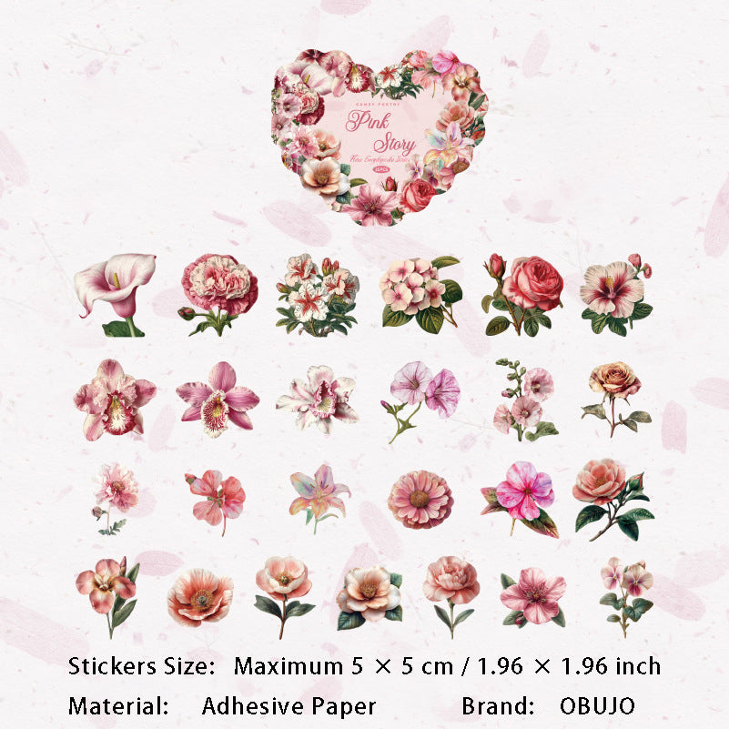 25 Pcs Vintage Flower Stickers HHBKTJ