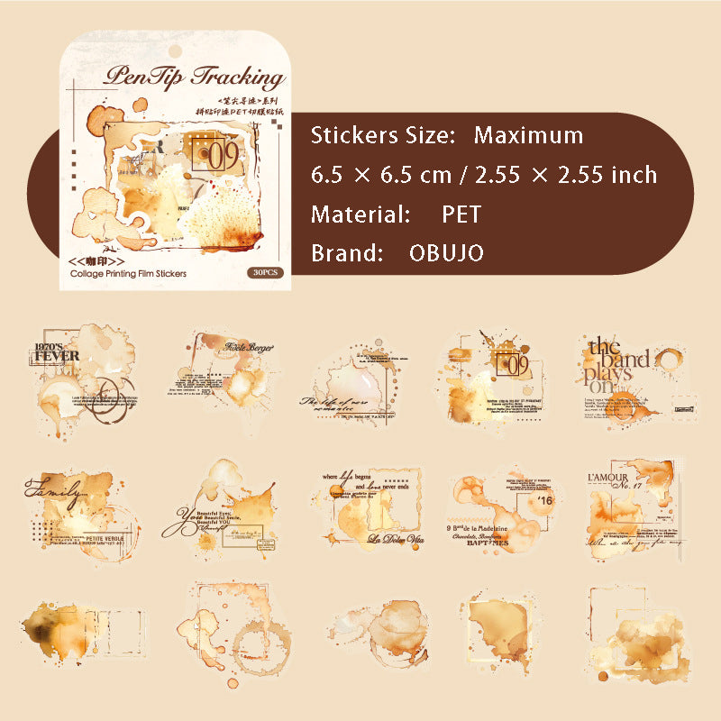 30 Pcs Paint Splash PET Stickers BJXJ